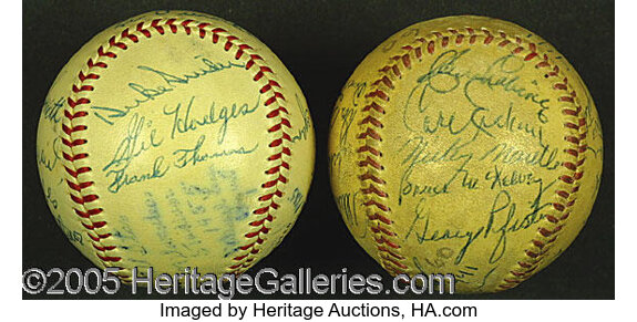 TWO 1950'S CLASSICS BALLS. The might of 1950's baseball is expr