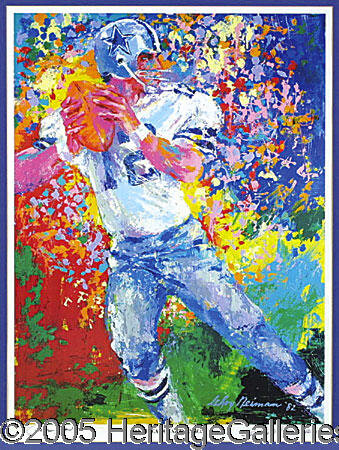 LEROY NEIMAN LITHOGRAPH OF ROGER STAUBACH, SIGNED BY THE PLAYER ...