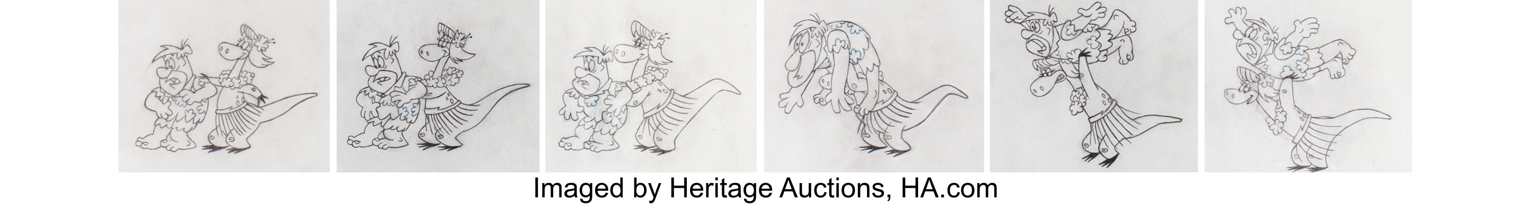 The Flintstones - Fred and Dino Fruity Pebbles Animation Drawings | Lot ...