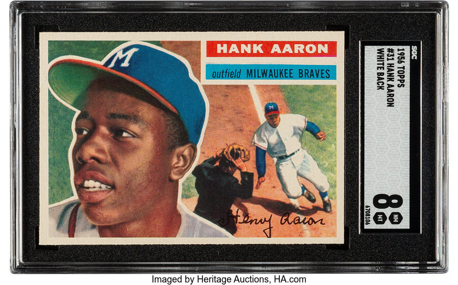 1956 Topps Hank Aaron (White Back) #31 SGC NM-MT 8