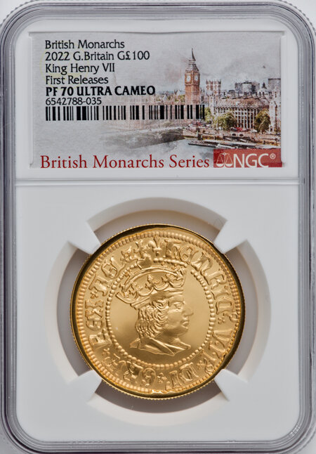 Elizabeth II gold 100 Pounds 2022 PR70  Ultra Cameo NGC, 70 NGC