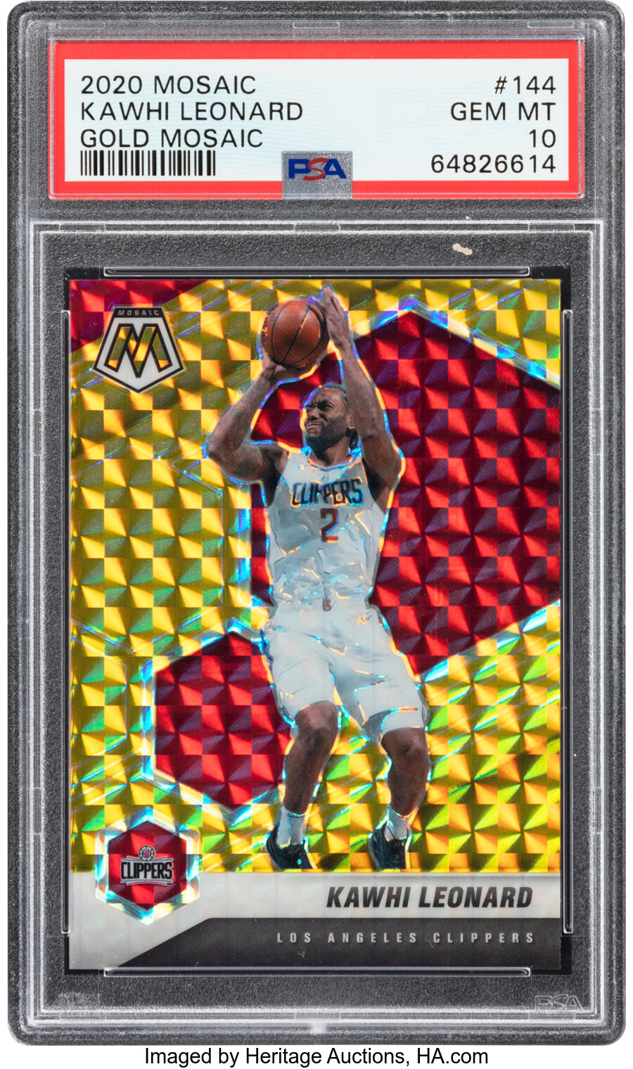 2020 Panini Mosaic Kawhi Leonard (Gold Mosaic) #144 PSA Gem Mint 10 - #'d 10/10