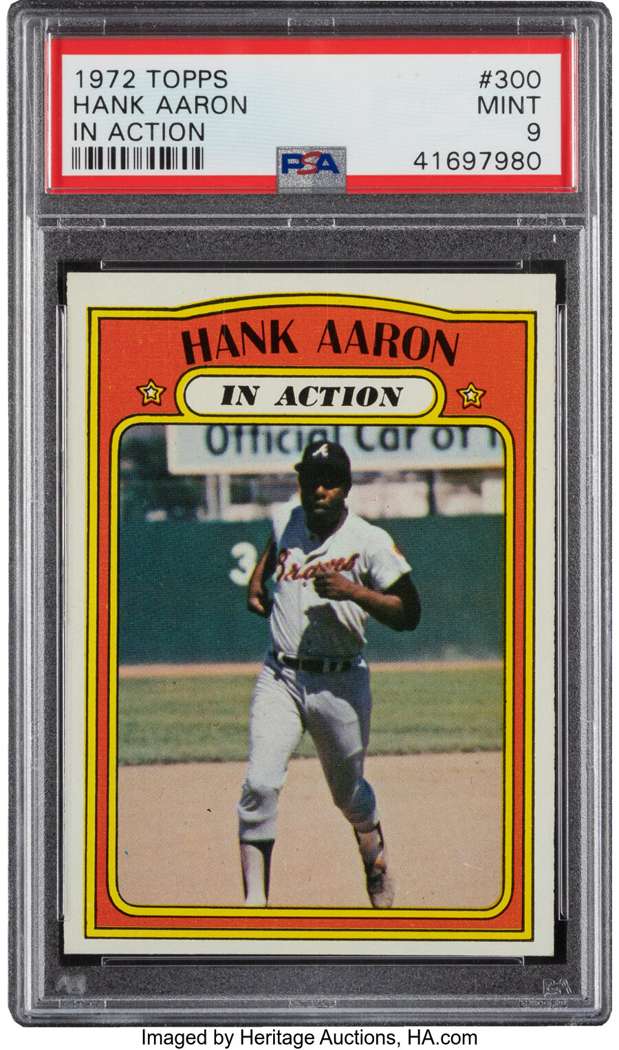1972 Topps Hank Aaron (In Action) #300 PSA Mint 9 - None Higher