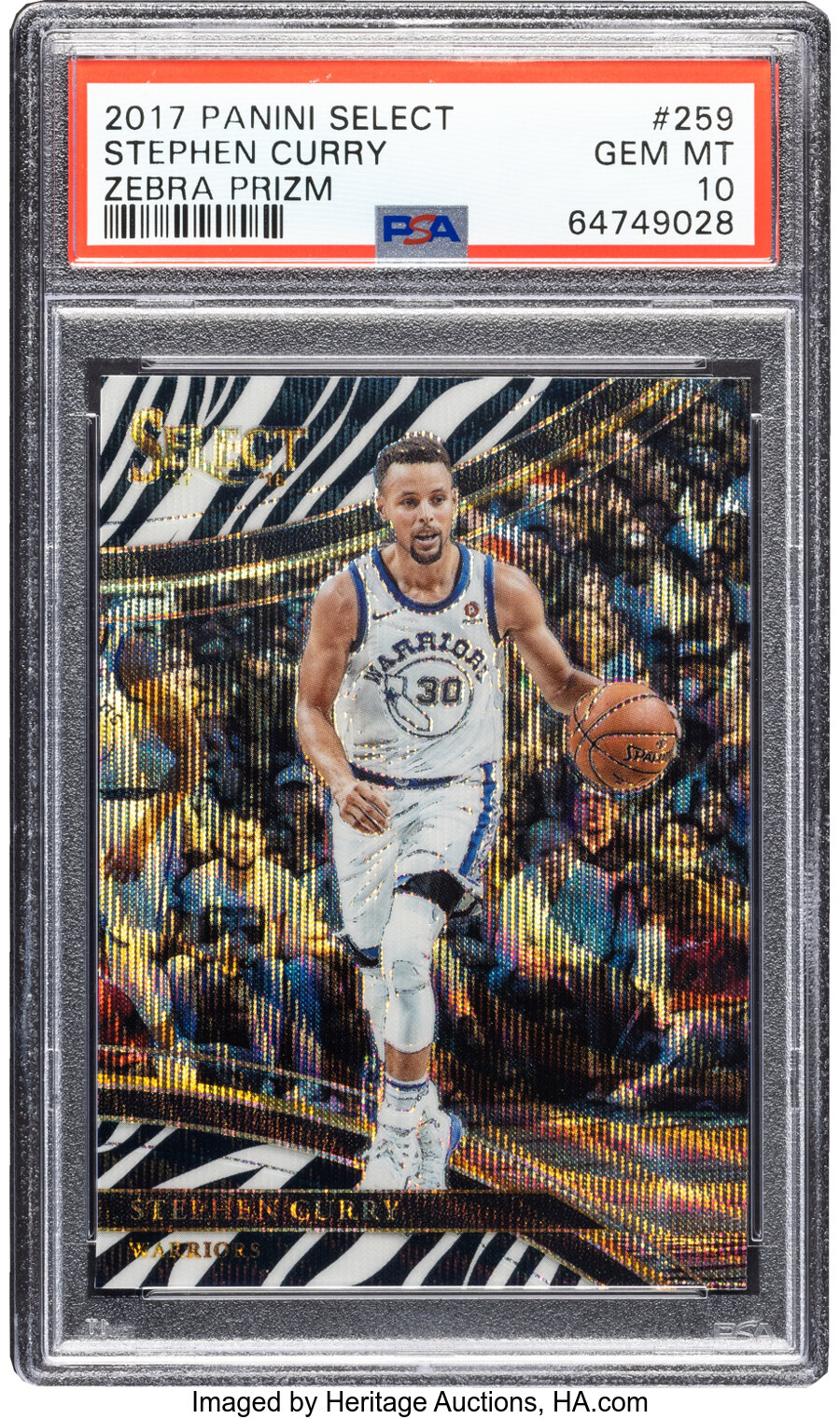 2017 Panini Select Stephen Curry (Zebra Prizm) #259 PSA Gem Mint 10