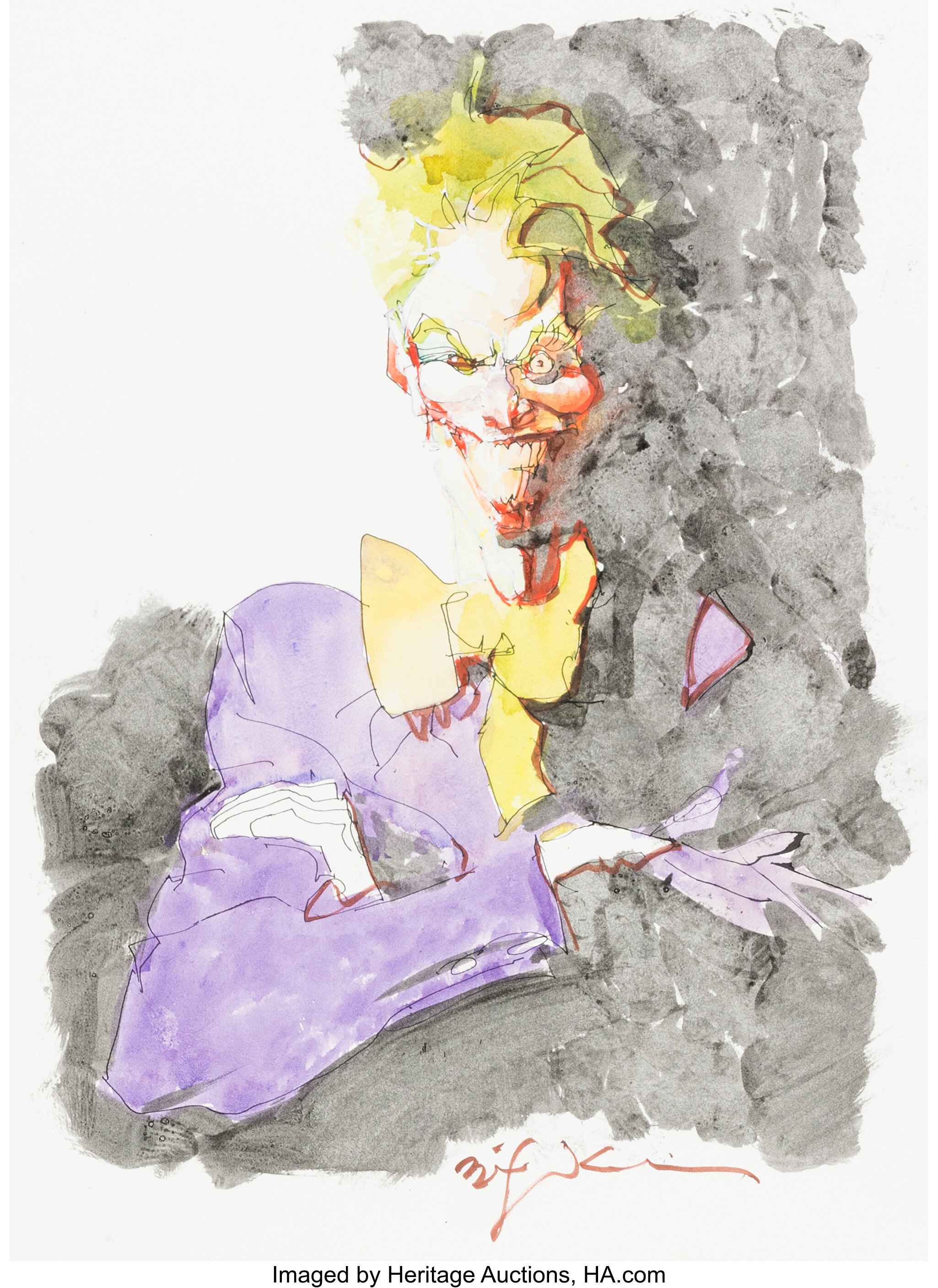 Bill Sienkiewicz Joker Illustration Original Art (Undated). ... | Lot ...