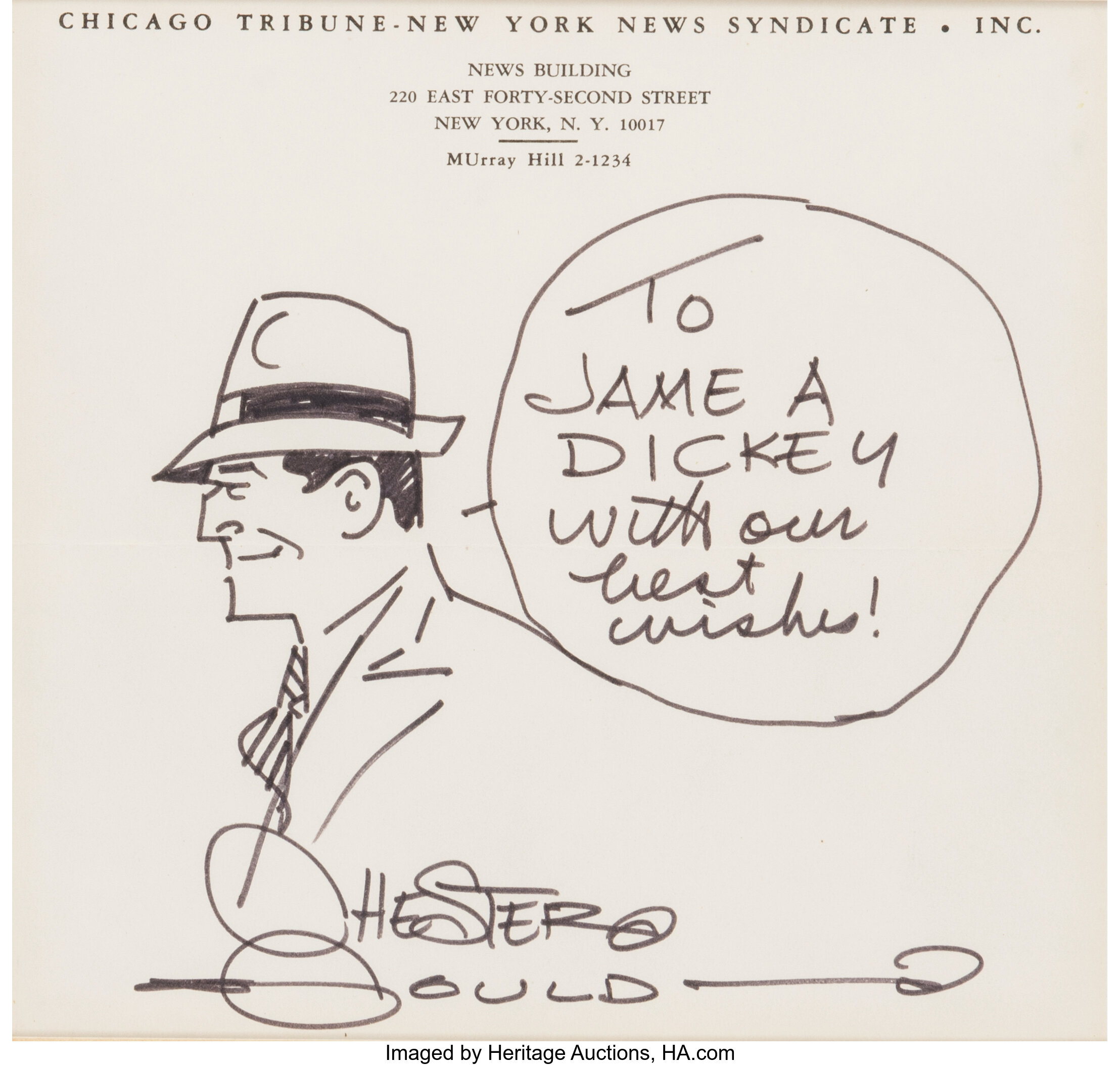 Chester Gould - Dick Tracy Sketch Original Art (c. 1960s).... | Lot ...