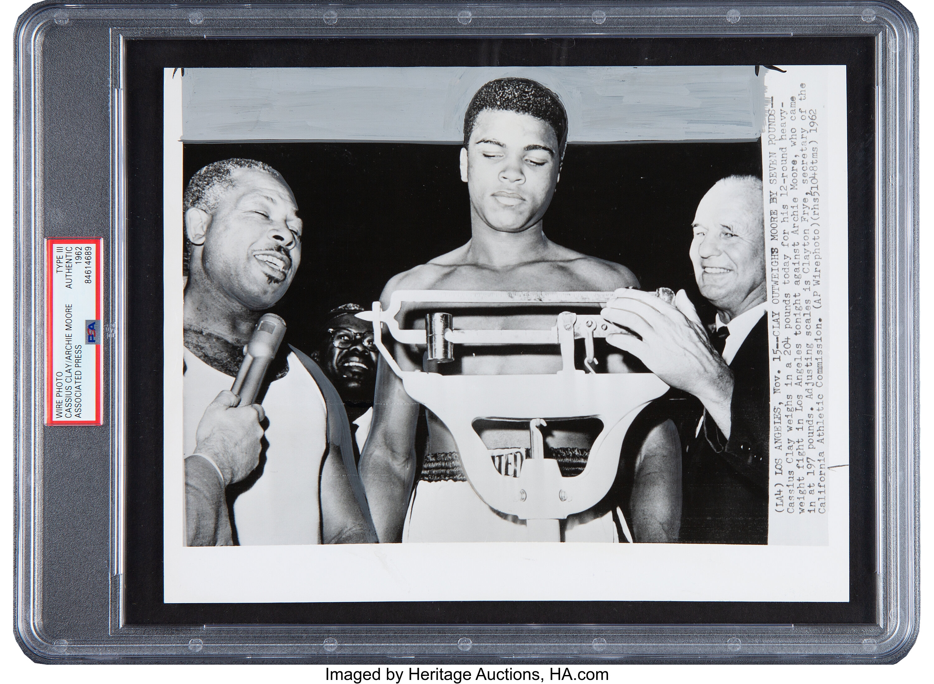 1962 Cassius Clay Muhammad Ali Vs Archie Moore Wire Photograph Lot 53406 Heritage Auctions 8336