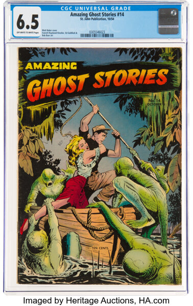 Golden Age (1938-1955):Horror, Amazing Ghost Stories #14 (St. John, 1954) CGC FN+ 6.5 Off-white to white pages....