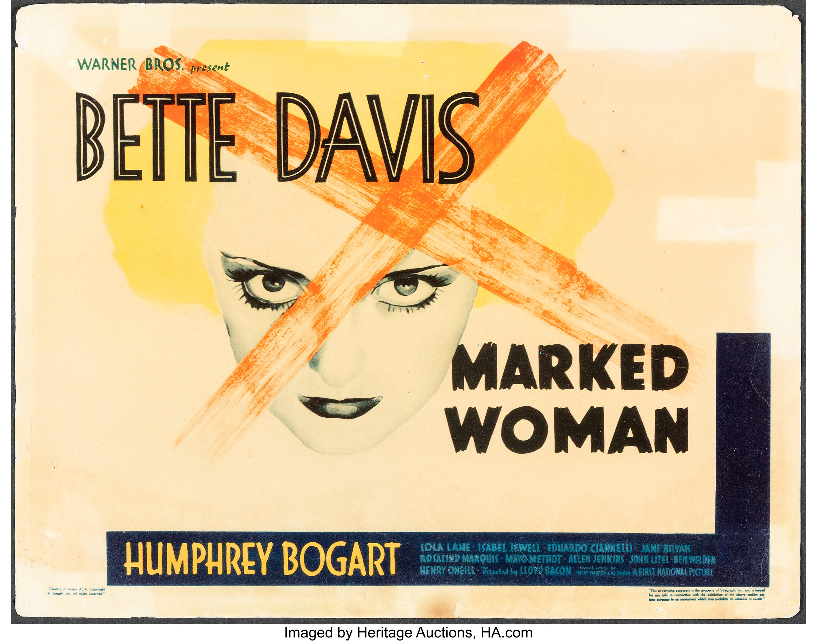 Marked Woman (Warner Bros., 1937). Fine-. Title Lobby Card (11