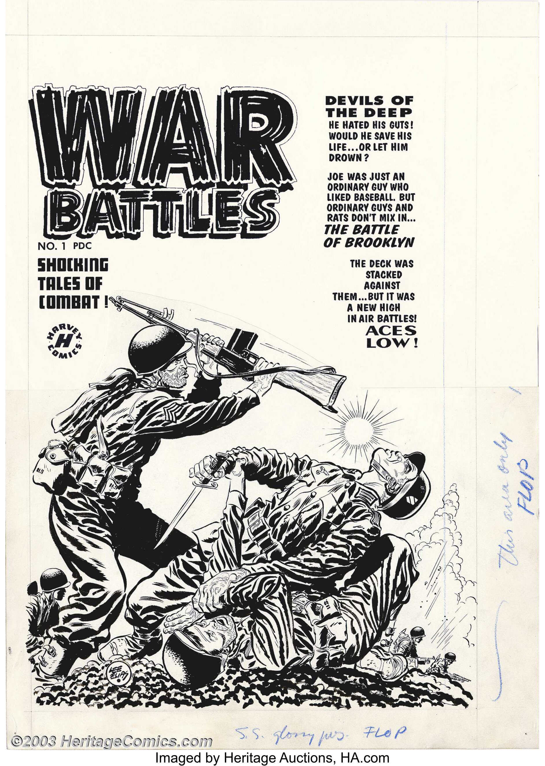 Lee Elias - Original Cover Art for War Battles #1 (Harvey, 1952). | Lot ...