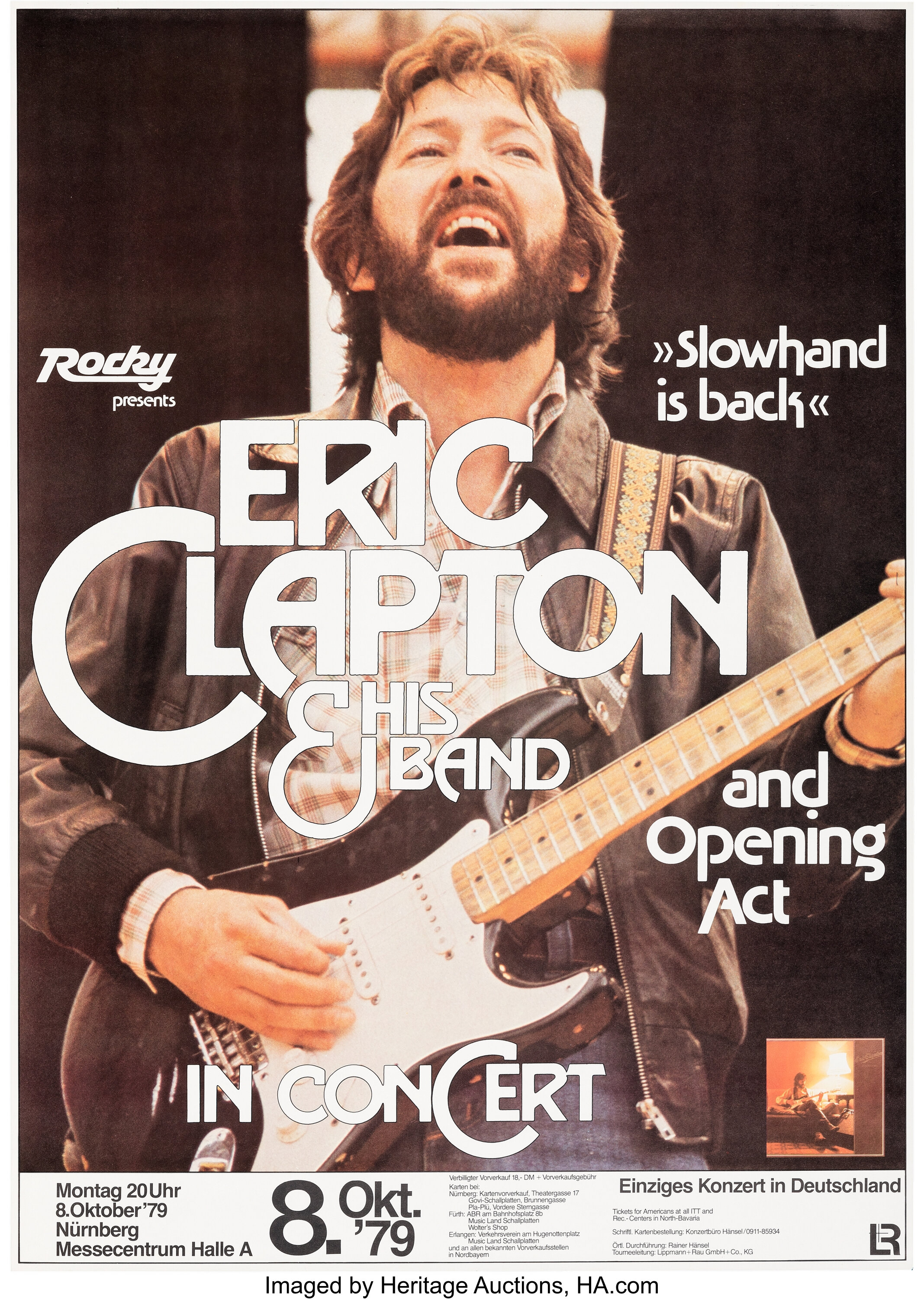 Eric Clapton 1979 Nuremberg Germany Concert Poster Music Lot