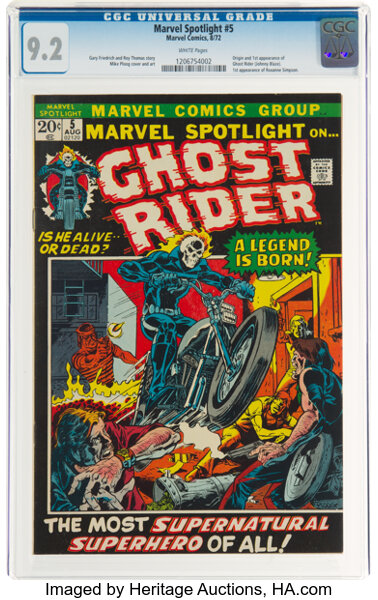 Bronze Age (1970-1979):Superhero, Marvel Spotlight #5 Ghost Rider (Marvel, 1972) CGC NM- 9.2 White pages....