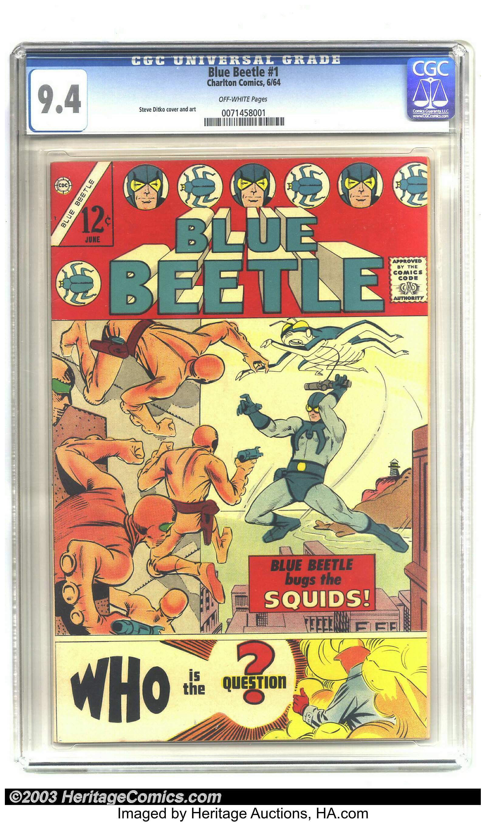 Blue Beetle #2 (Charlton, 1967) CGC NM+ 9.6 Off-white to white, Lot #1460