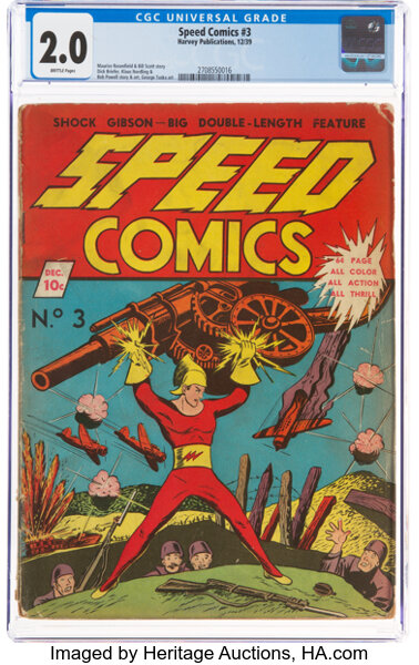 Golden Age (1938-1955):Superhero, Speed Comics #3 (Harvey, 1939) CGC GD 2.0 Brittle pages....