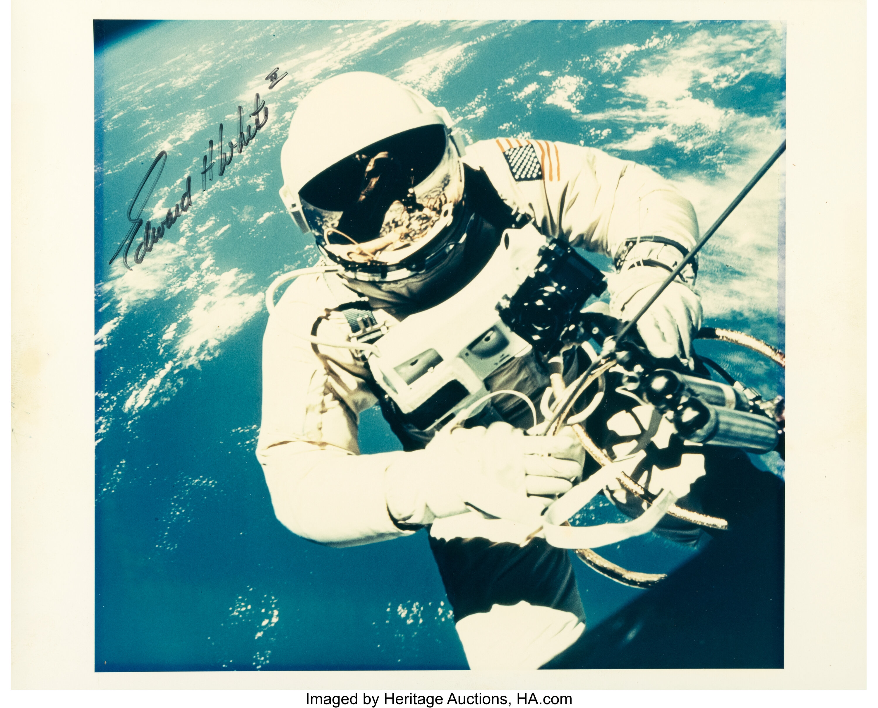 Ed White Signed Vintage NASA EVA Color Photo. ... Space Exploration ...