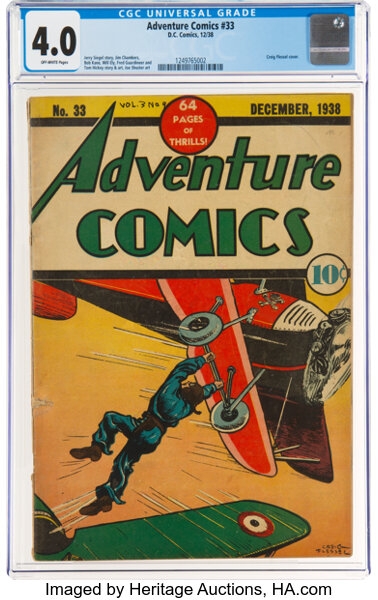 Golden Age (1938-1955):Adventure, Adventure Comics #33 (DC, 1938) CGC VG 4.0 Off-white pages....