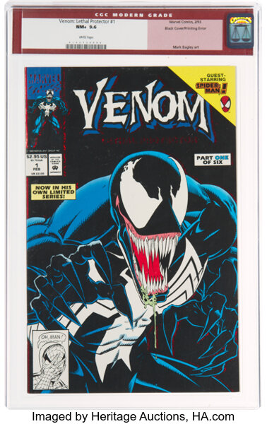 Modern Age (1980-Present):Superhero, Venom: Lethal Protector #1 Black Cover Variant (Marvel, 1993) CGC NM+ 9.6 White pages....
