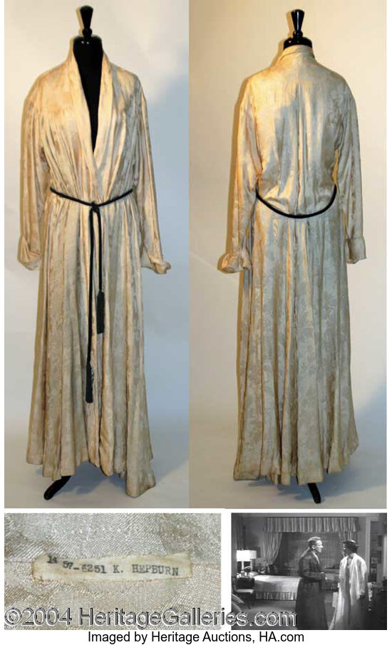 Katharine Hepburn Linen Robe Worn in Adam's Rib (1949) Autographs | Lot ...
