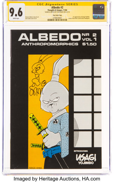 Modern Age (1980-Present):Miscellaneous, Albedo #2 Stan Sakai Copy - Signature Series: Stan Sakai (Thoughts and Images, 1984) CGC NM+ 9.6 White pages....