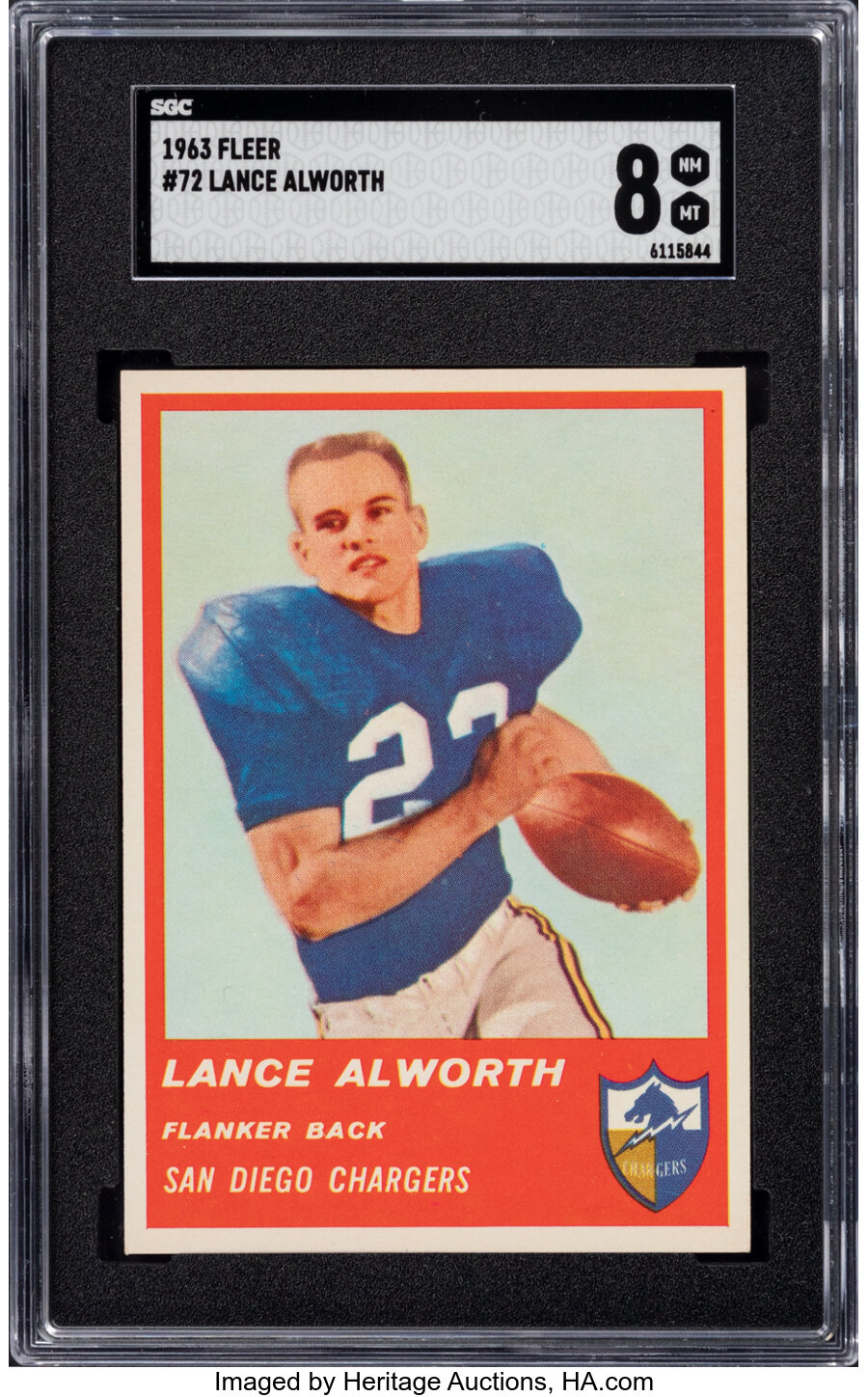 1963 Fleer Lance Alworth Rookie #72 SGC NM-MT 8