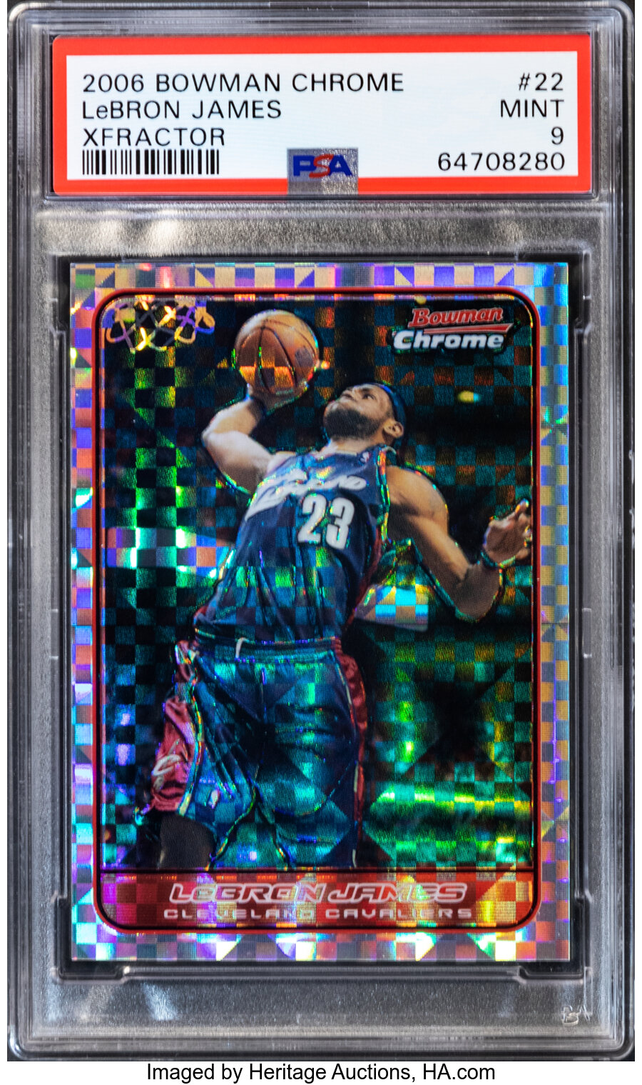 2006 Bowman Chrome LeBron James (Xfractor) #22 PSA Mint 9 - #'d 3/150