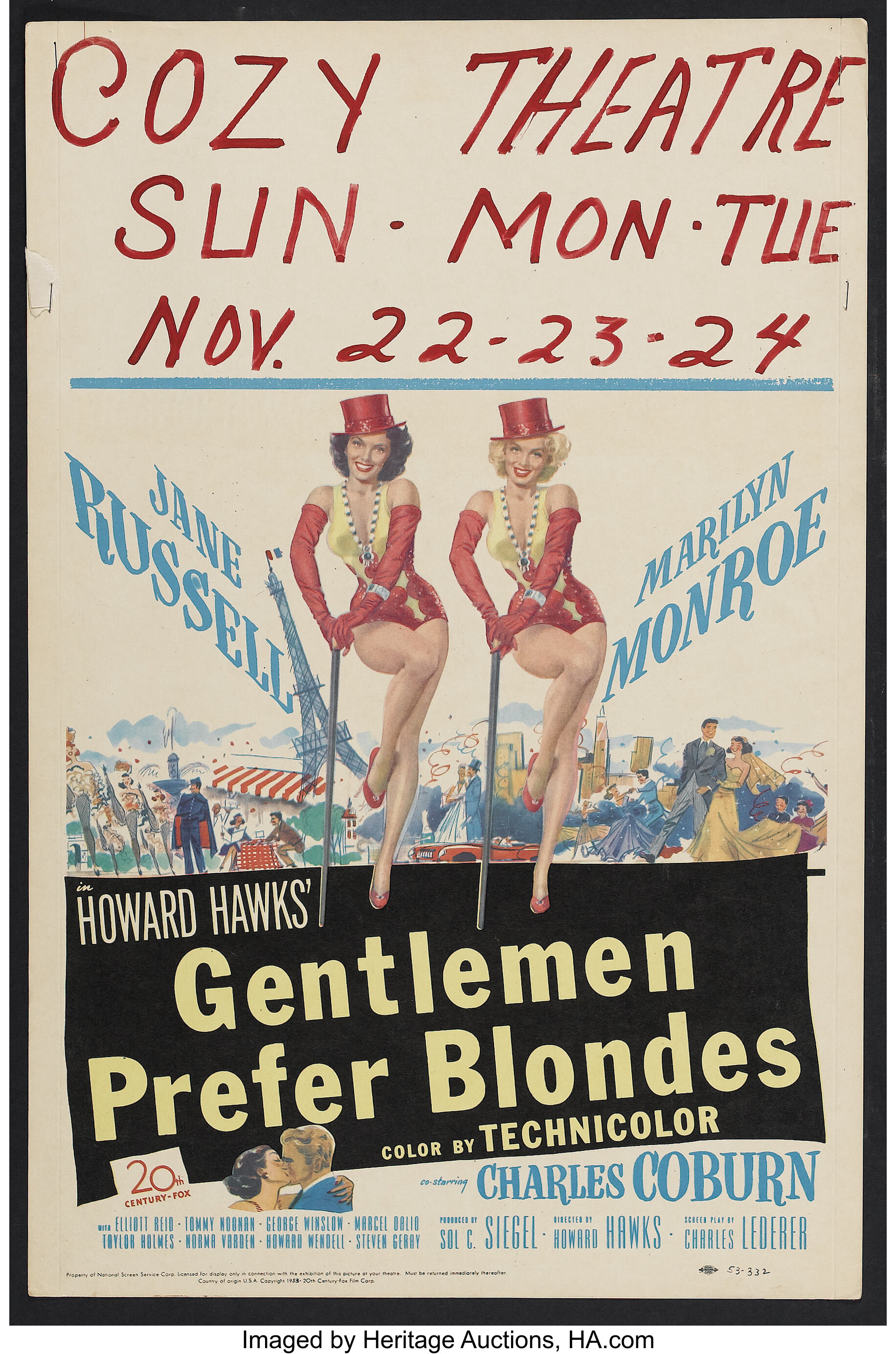 Fine Art Print Gentlemen Prefer Blondes / Marilyn Monroe (Retro Movie)