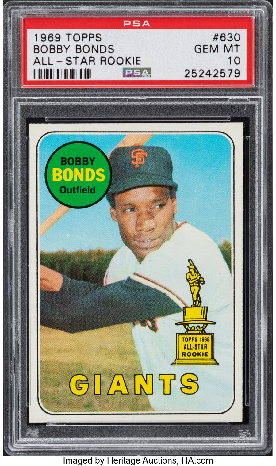 1969 Topps Bobby Bonds Rookie #630 PSA Gem Mint 10 - Pop Five!