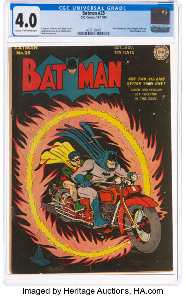 Golden Age (1938-1955):Superhero, Batman #25 (DC, 1944) CGC VG 4.0 Cream to off-white pages....