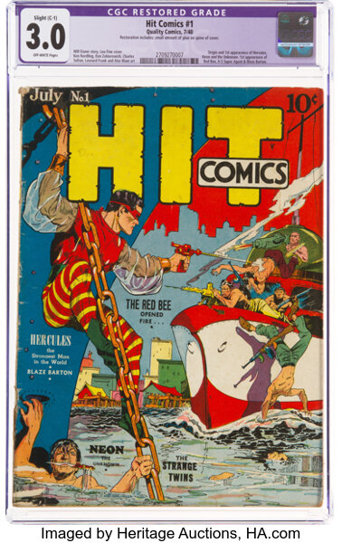 Golden Age (1938-1955):Superhero, Hit Comics #1 (Quality, 1940) CGC Apparent GD/VG 3.0 Slight (C-1) Off-white pages....