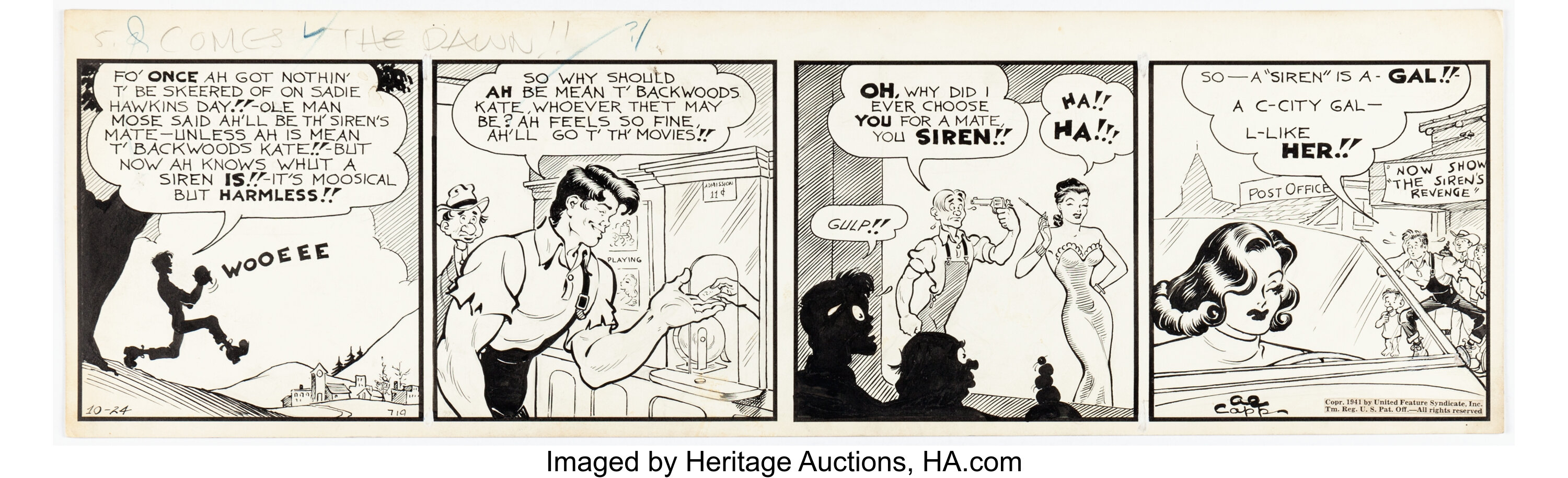 Al Capp Li'L Abner Daily Comic Strip Original Art dated 10-24-41 | Lot ...