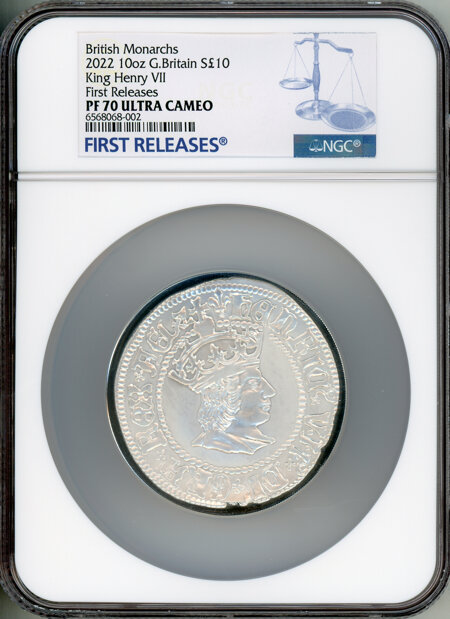 Elizabeth II silver Proof "King Henry VII" 10 Pounds (10 oz) 2022 PR70  Ultra Cameo NGC, 70 NGC