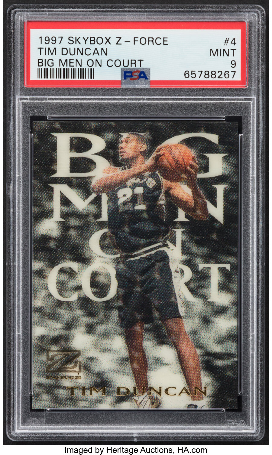 1997 Skybox Z-Force Tim Duncan (Big Men On Court) #4 PSA Mint 9