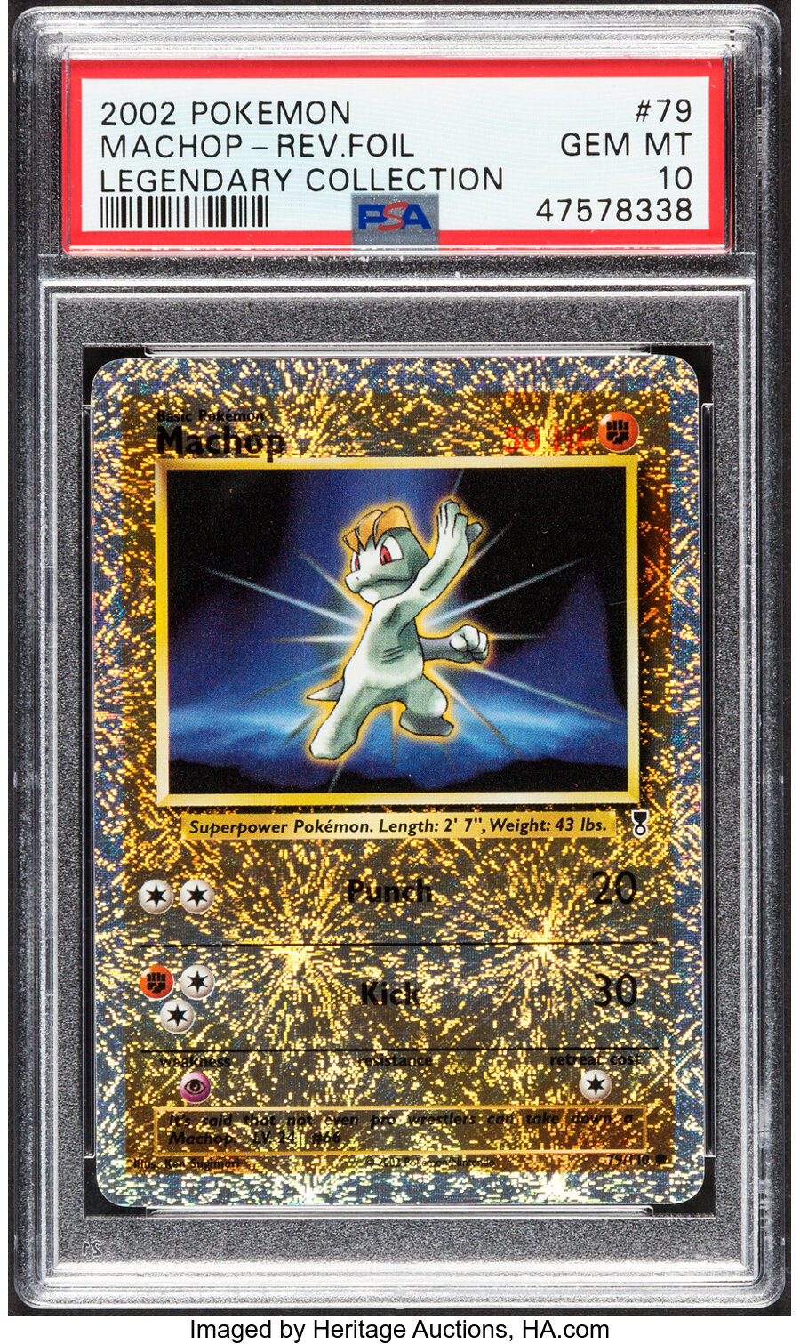 Pokemon Machop #79 Legendary Collection PSA Trading Card Game Gem Mint 10 (Wizards of the Coast, 2002) Reverse Holo, Common