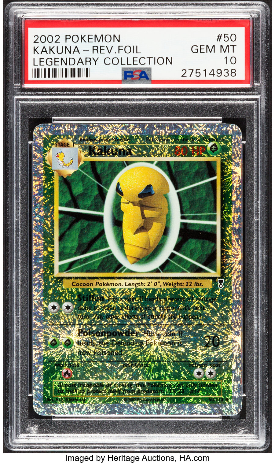 Pokémon Kakuna #50 Legendary Collection PSA Trading Card Game Gem Mint 10 (The Pokemon Company, 2002) Reverse Holo