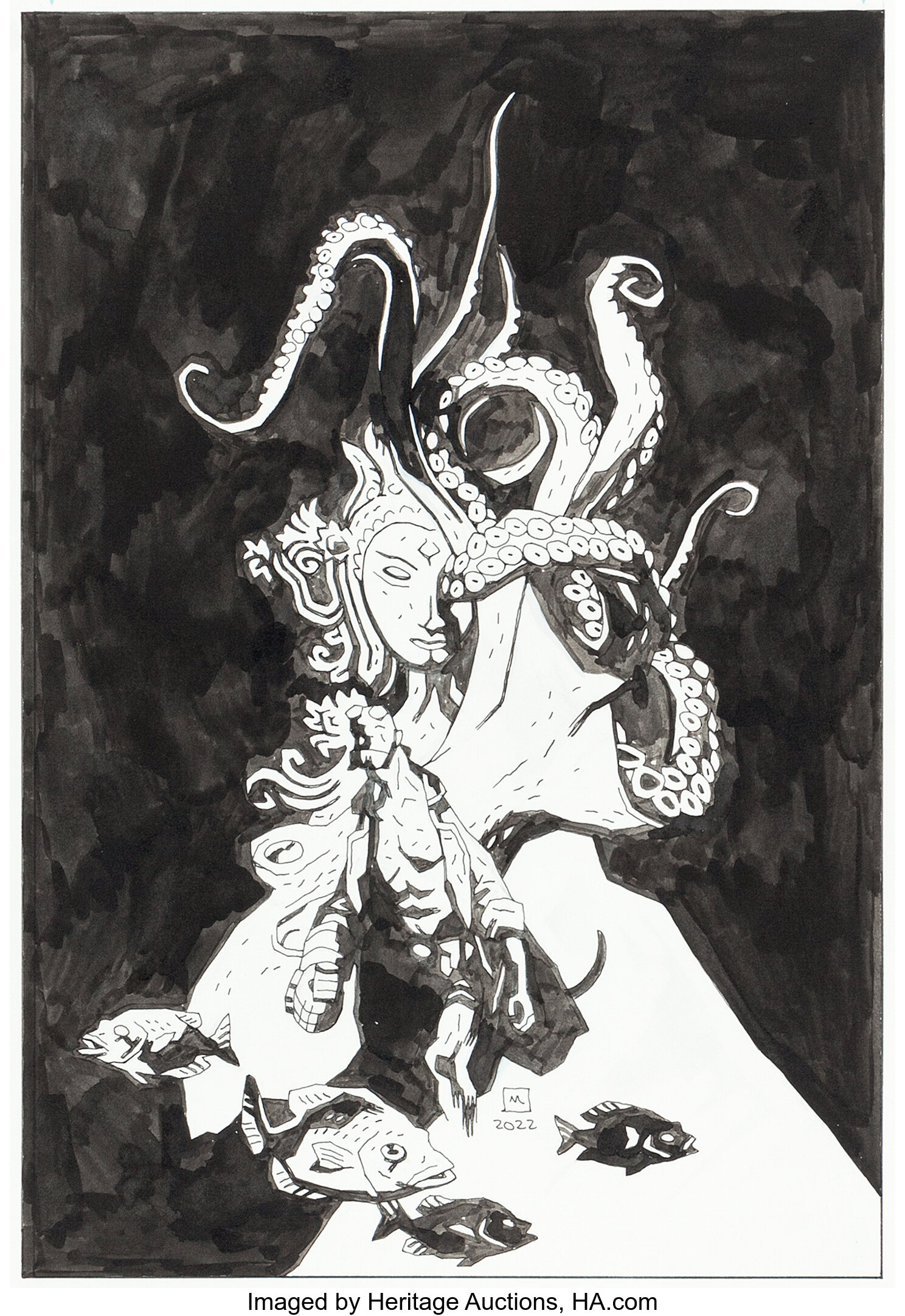 Mike Mignola - Hellboy Illustration Original Art (2022).... | Lot ...