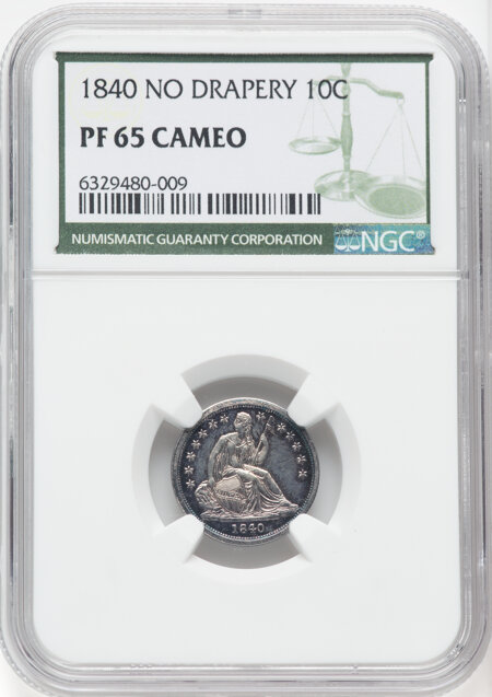 1840 10C No Drapery, CA 65 NGC