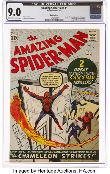 Silver Age (1956-1969):Superhero, The Amazing Spider-Man #1 Bethlehem Pedigree (Marvel, 1963) CGC VF/NM 9.0 Off-white to white pages....