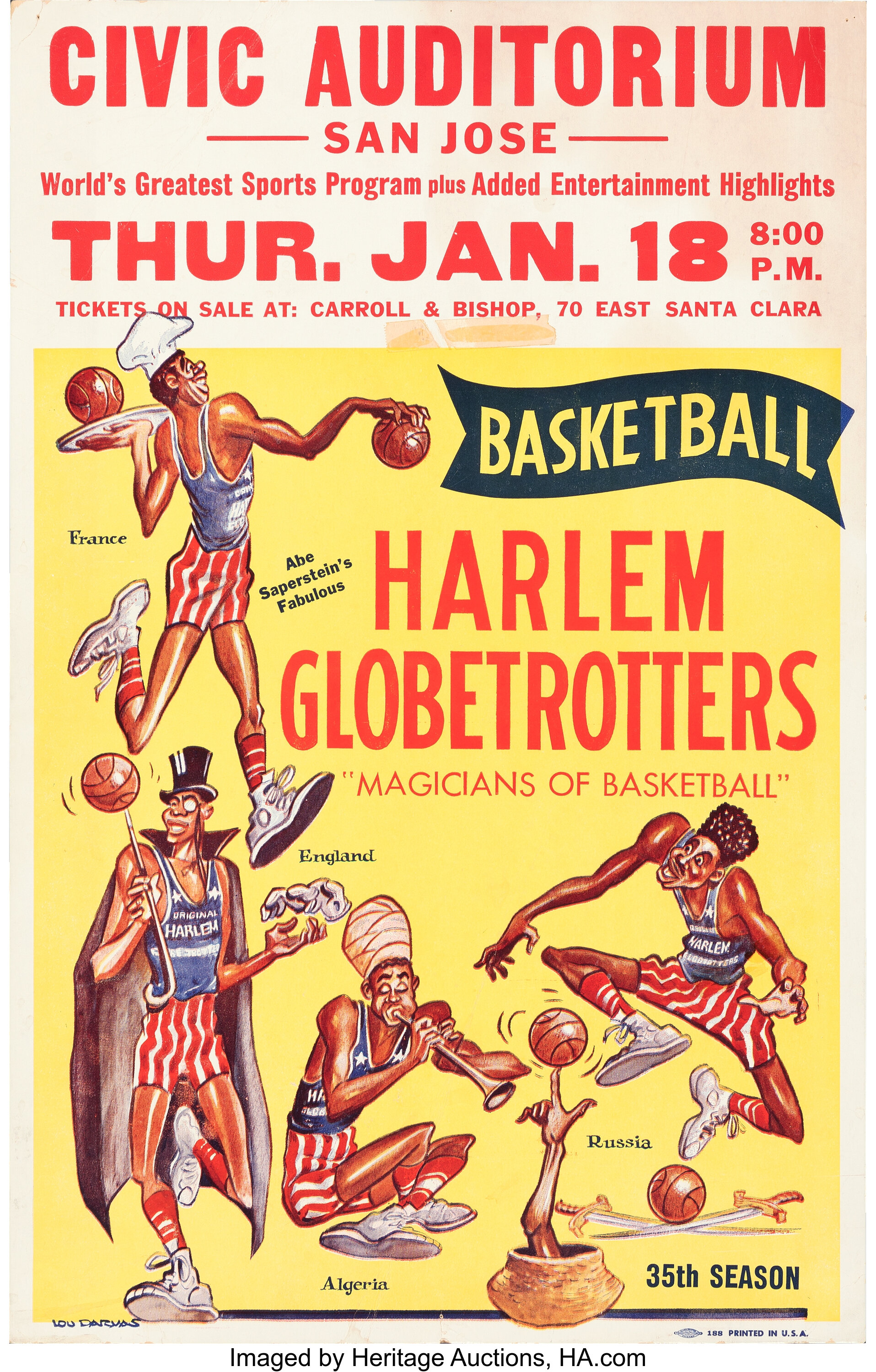 The Harlem Globetrotters (Abe Saperstein, 1959). Fine/Very Fine. | Lot ...