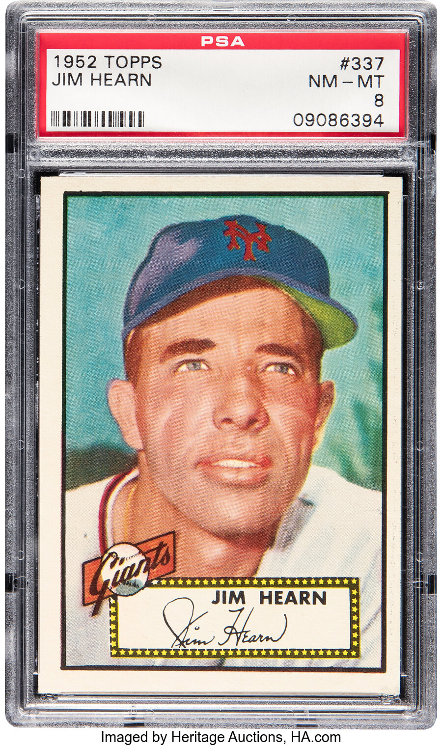 1952 Topps Jim Hearn #337 PSA NM-MT 8 - Only One Higher!