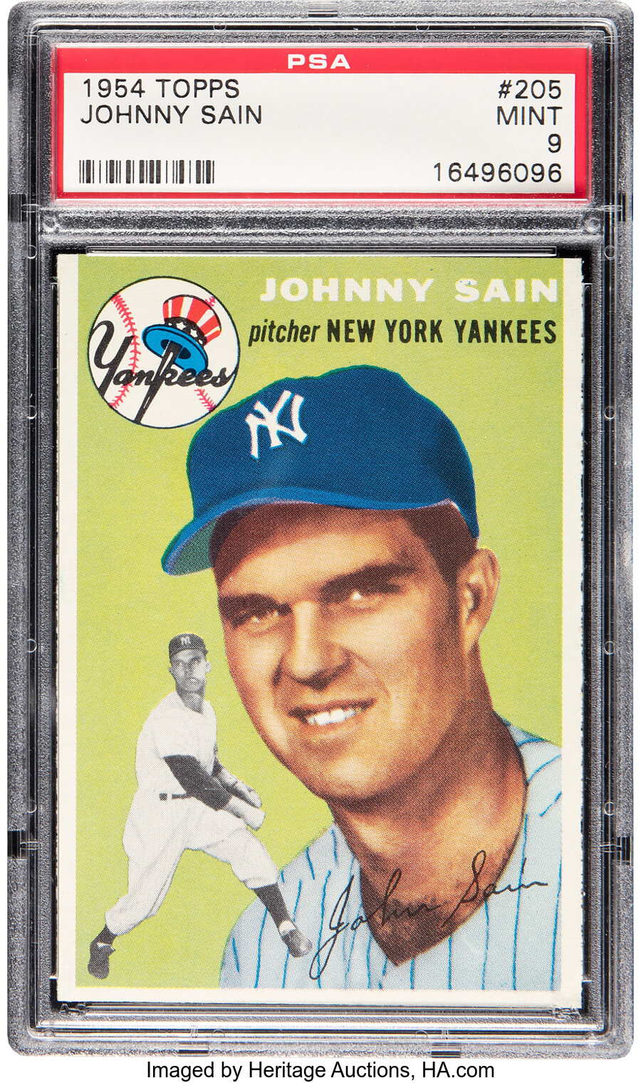 1954 Topps Johnny Sain #205 PSA Mint 9 - Only Two Higher!