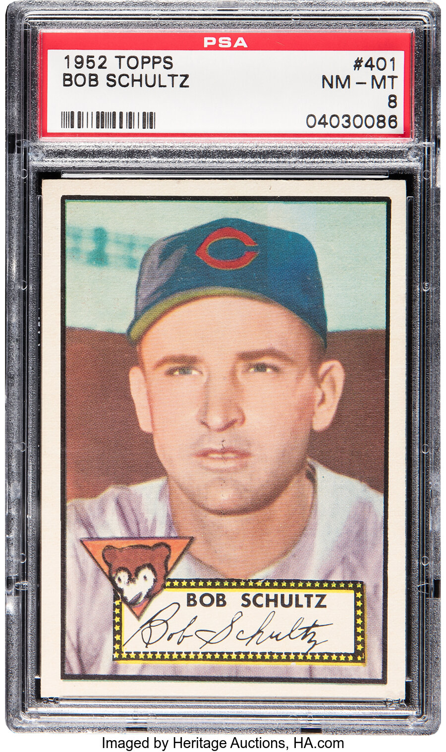 1952 Topps Bob Schultz Rookie #401 PSA NM-MT 8