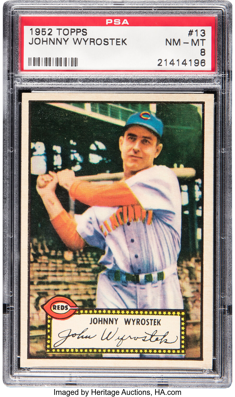 1952 Topps Johnny Wyrostek #13 PSA NM-MT 8 - Only Two Higher!