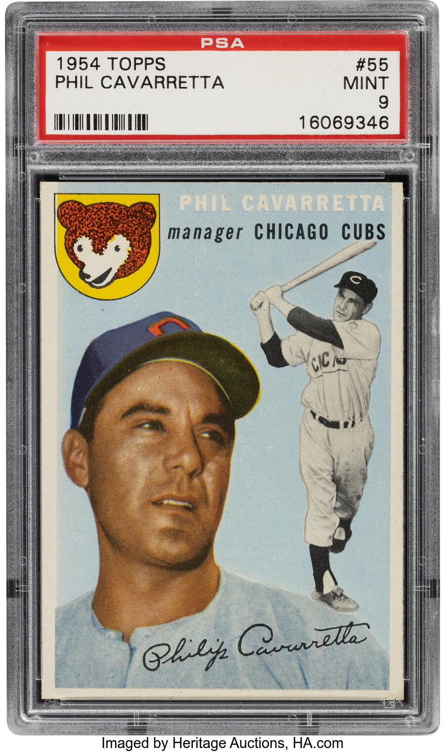 1954 Topps Phil Cavarretta #55 PSA Mint 9 - Pop Eight, None Higher!