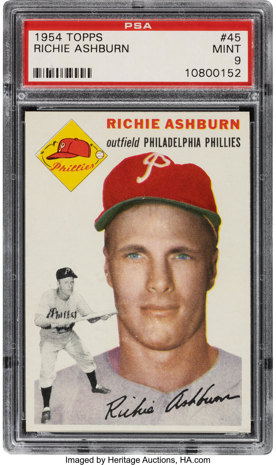 1954 Topps Richie Ashburn #45 PSA Mint 9 - Only One Higher!