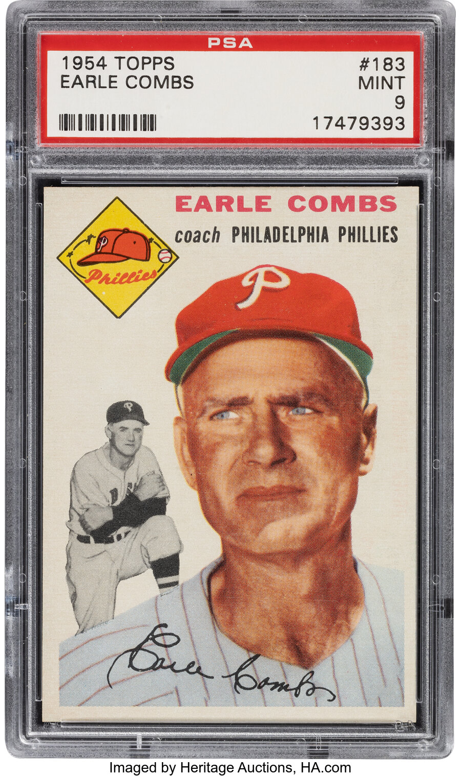 1954 Topps Earle Combs #183 PSA Mint 9 - Pop Six, Only One Higher!