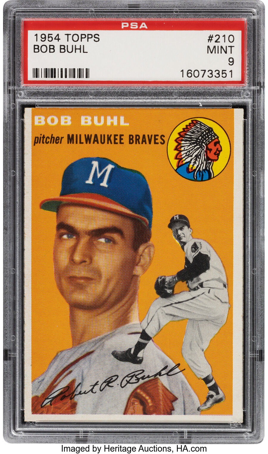 1954 Topps Bob Buhl #210 PSA Mint 9 - Only Two Higher!