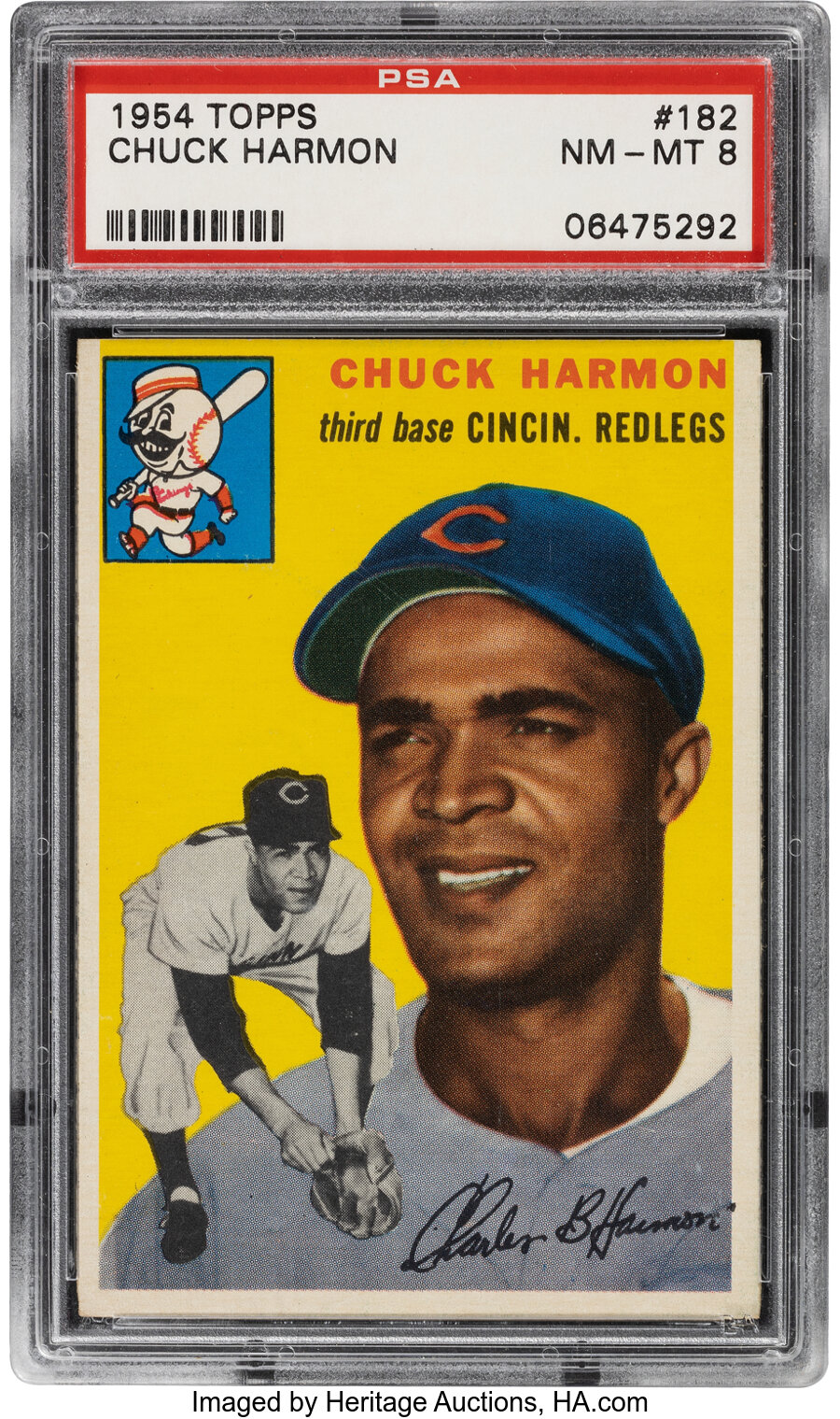 1954 Topps Chuck Harmon Rookie #182 PSA NM-MT 8 - Four Higher