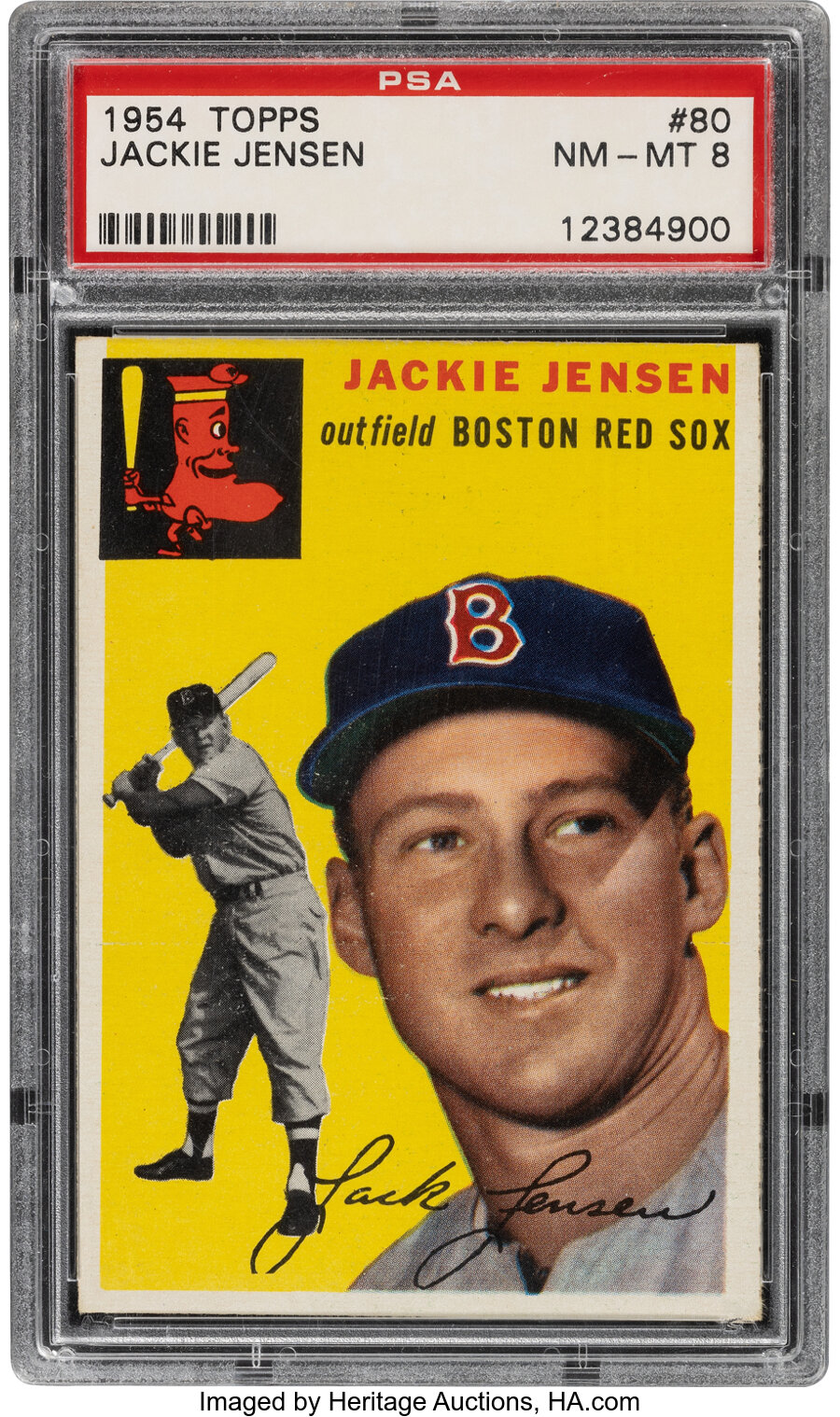 1954 Topps Jackie Jensen #80 PSA NM-MT 8 - Five Higher!