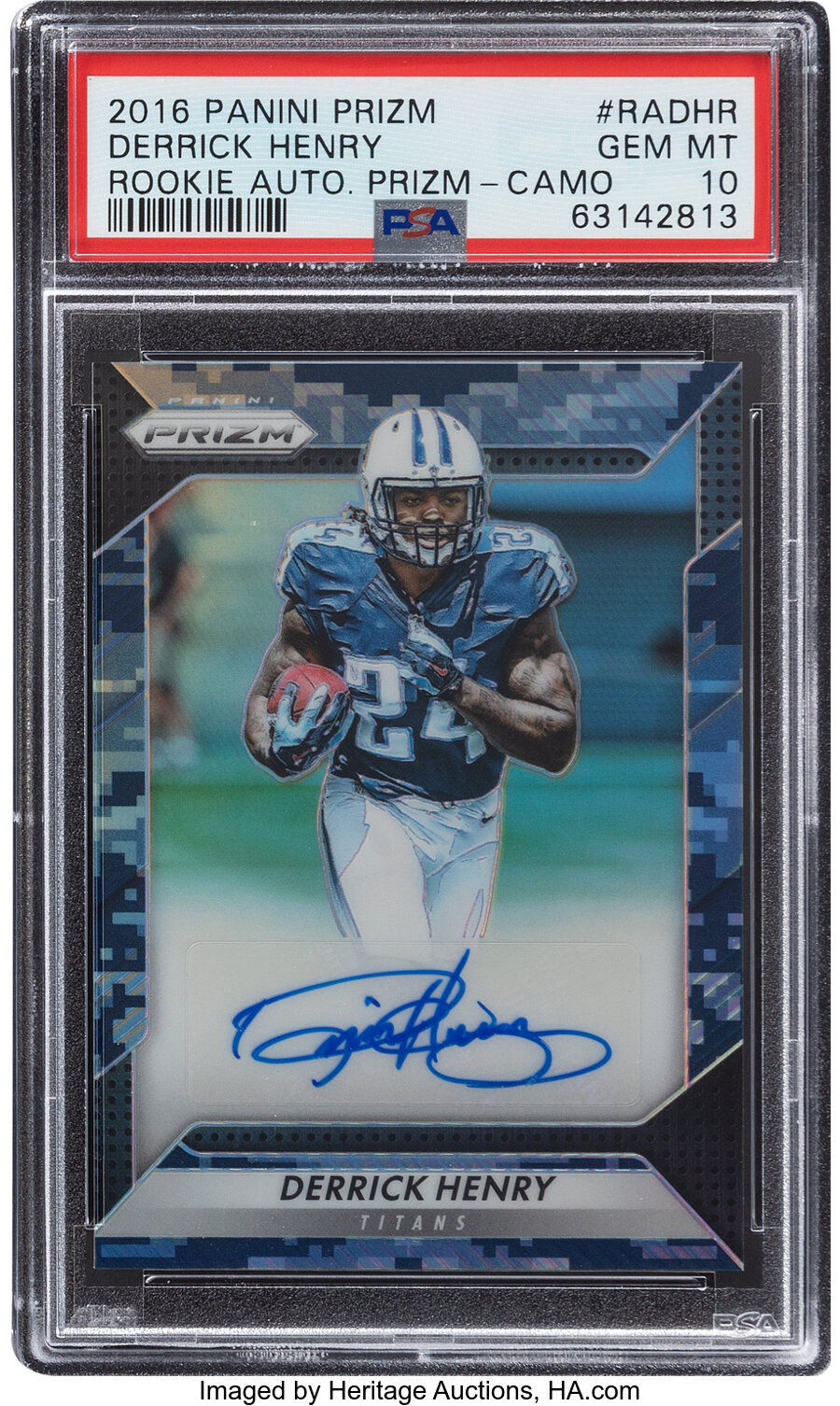 2016 Panini Prizm Derrick Henry (Rookie Autographs Prizm-Camo) #RA-DHR PSA Gem Mint 10 - #'d 22/25 - Pop Three