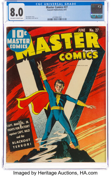 Golden Age (1938-1955):Superhero, Master Comics #27 (Fawcett Publications, 1942) CGC VF 8.0 Off-white to white pages....